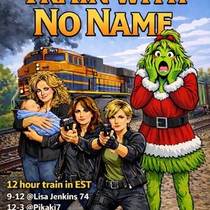 Graphic Novel Style Poster with Train and Characters